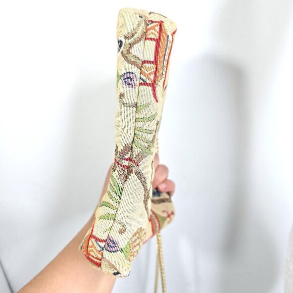 VTG Doodle Bags Asian Tropical Rooster Monkey Tapestry Needlepoint Crossbody Bag - Picture 9 of 12